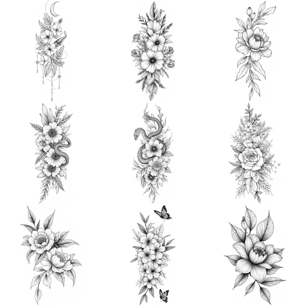 Set of 9 Elegant Line Art Temporary Tattoos 8 Set of 9 Elegant Line Art Temporary Tattoos - Image 8