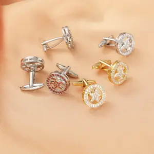 Five-Pointed Star Cufflinks in Alloy with Diamantes 13 S7a2db136e1fe4598b610b7684d820861F