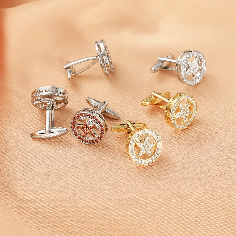 Five-Pointed Star Cufflinks in Alloy with Diamantes 5 Five-Pointed Star Cufflinks in Alloy with Diamantes - Image 5
