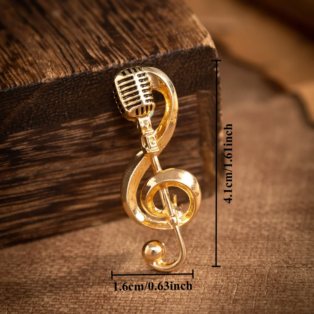 Musical Microphone & Treble Clef Brooch 2 Musical Microphone & Treble Clef Brooch - Image 2