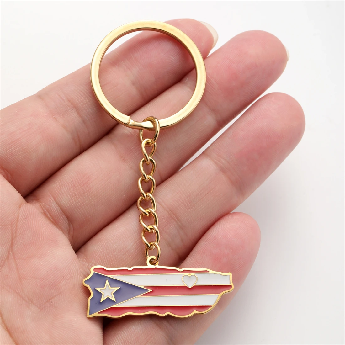 Enamel Puerto Rico Flag Keychain Stainless Steel 3 Enamel Puerto Rico Flag Keychain Stainless Steel - Image 3