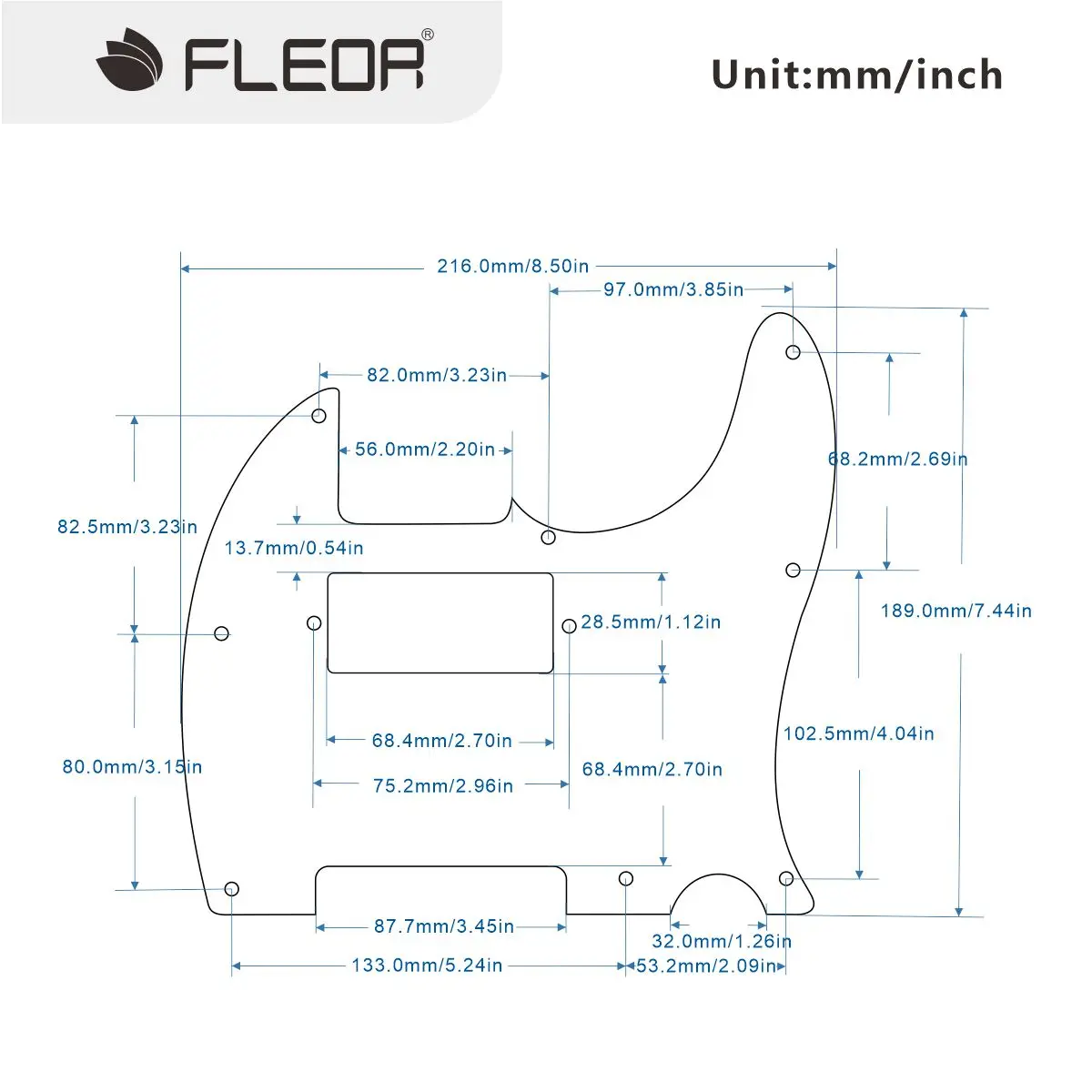Black 3-Ply TL Guitar Pickguard with Humbucker Cutout 6 Black 3-Ply TL Guitar Pickguard with Humbucker Cutout - Image 6