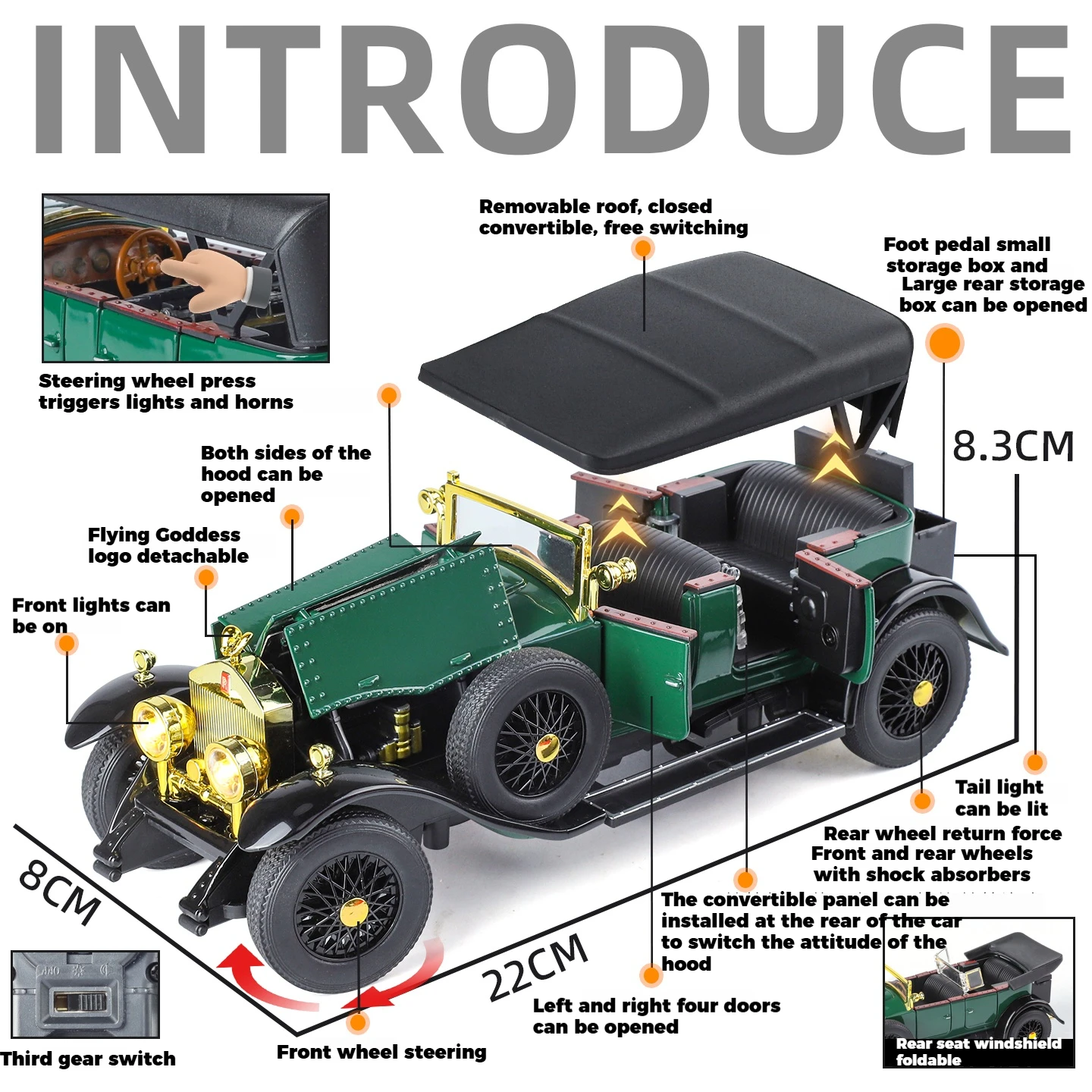1925 Rolls Royce Phantom I 1:24 Diecast Model 3 1925 Rolls Royce Phantom I 1:24 Diecast Model - Image 3