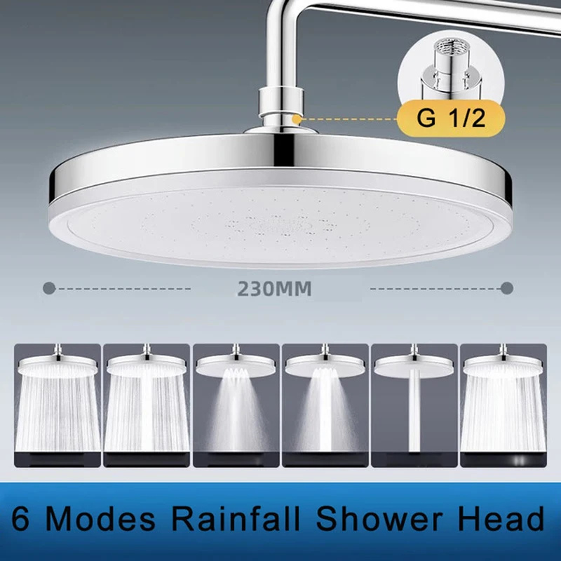 230mm Round Rainfall Shower Head with 6 Modes 9 230mm Round Rainfall Shower Head with 6 Modes - Image 9