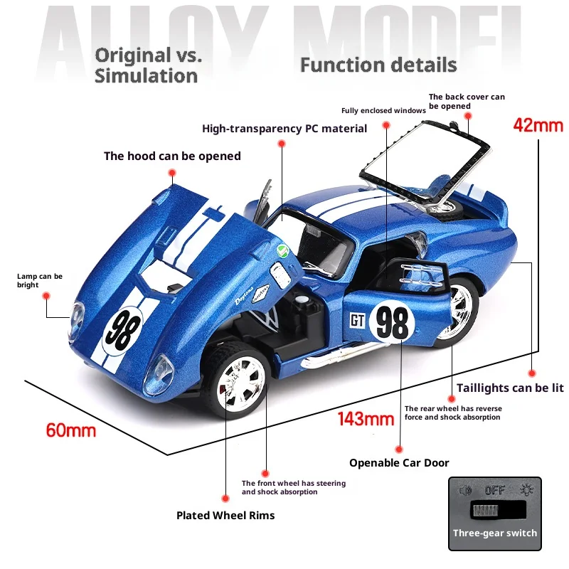 1:32 Shelby Cobra Diecast Collectible Model 2 1:32 Shelby Cobra Diecast Collectible Model - Image 2