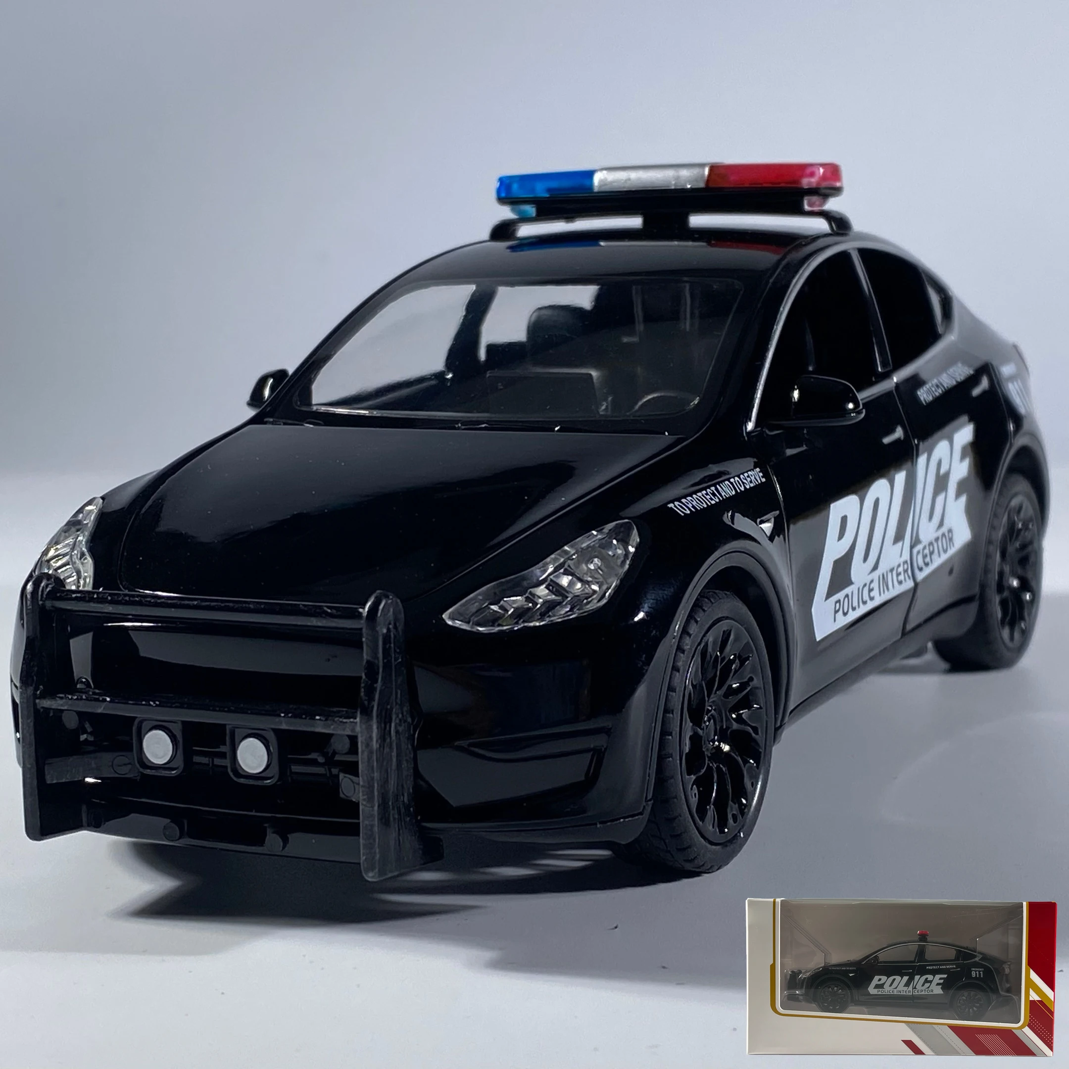 1:24 Scale Police Diecast Model Car in Black 9 1:24 Scale Police Diecast Model Car in Black - Image 9