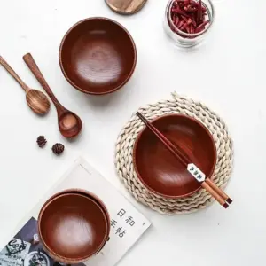 Japanese-Style Wooden Bowls Collection 14 S7ca43d79de7a40e98a2748a6a7a7367es
