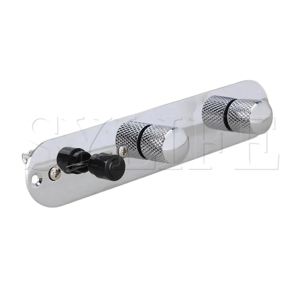 Chrome Guitar Control Plate with 3-Way Switch 2 Chrome Guitar Control Plate with 3-Way Switch - Image 2