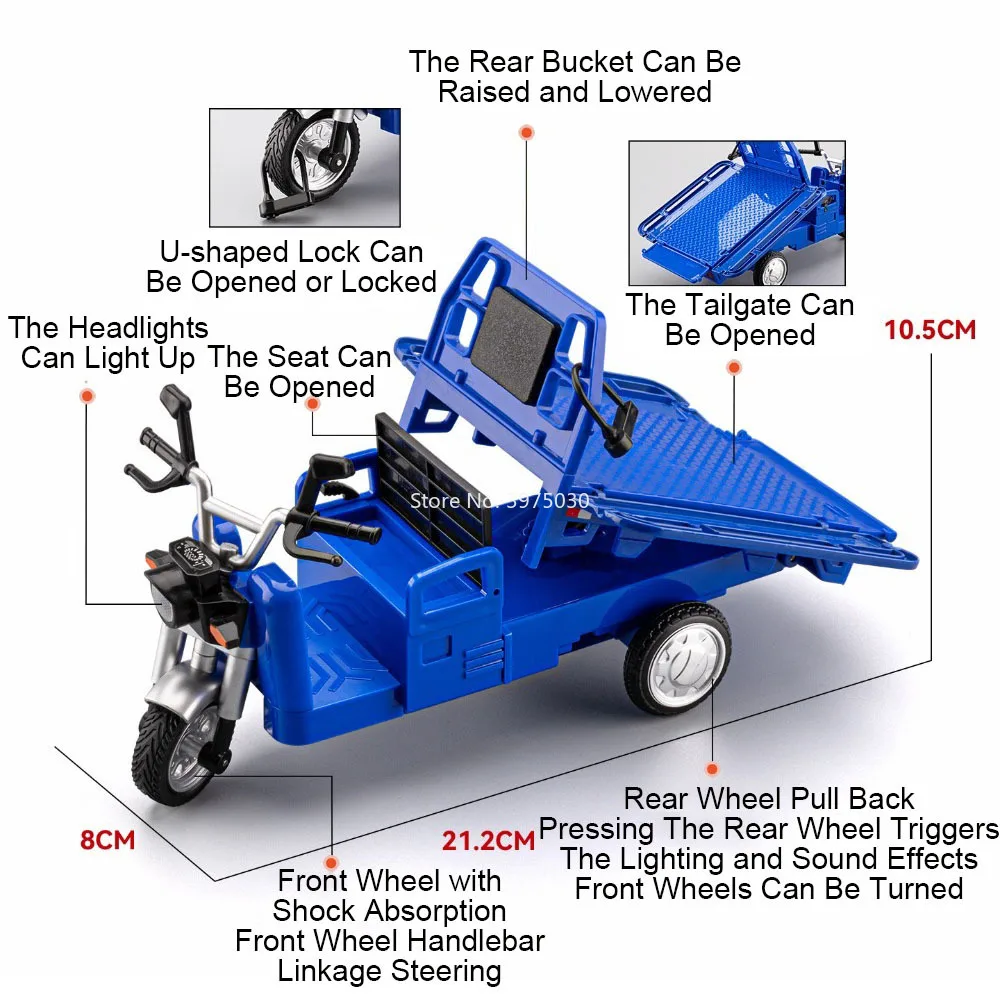 Red 1:12 Scale Cargo Tricycle Model by MAKEDA 2 Red 1:12 Scale Cargo Tricycle Model by MAKEDA - Image 2
