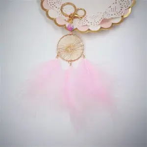 Elegant Dream Catcher Keychain in Champagne Gold 18 S7e43887ddc6d4ff0a248273caff3258fa