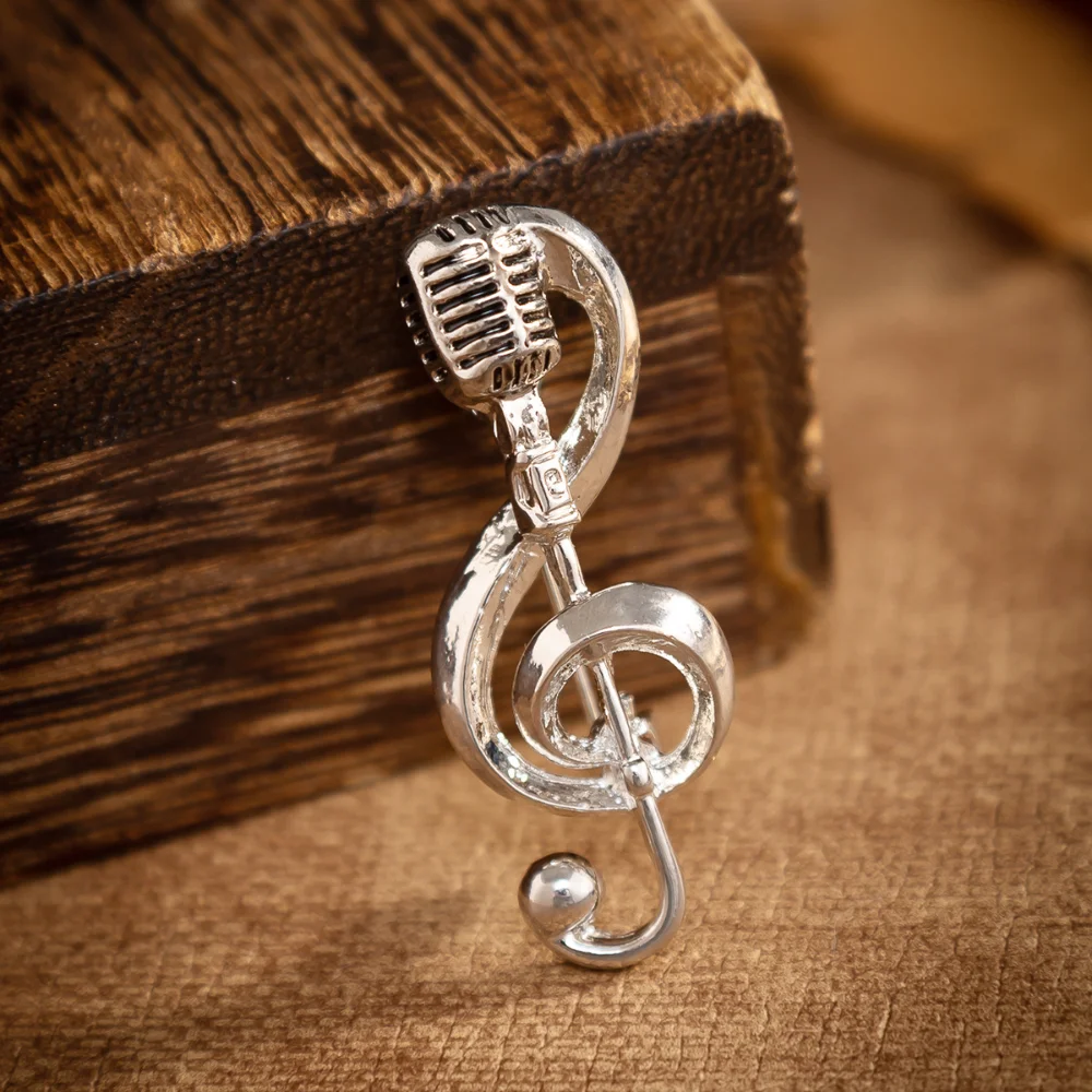 Musical Microphone & Treble Clef Brooch 4 Musical Microphone & Treble Clef Brooch - Image 4