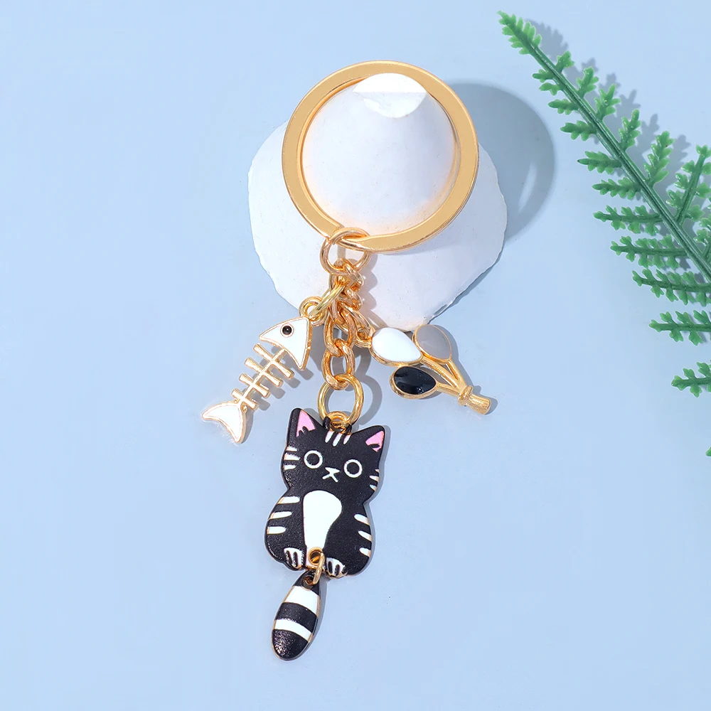 Cute Wagging Tail Cat Keychain with Fishbone Charm 8 Cute Wagging Tail Cat Keychain with Fishbone Charm - Image 8