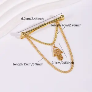 Gold-Tone Lightning Cross Tie Clip with Pendant 11 S7fdf407044484e10b8251976f67949f8R