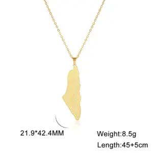 Stainless Steel Israel Palestine Map Necklace 18 S81b31cf2757843c08172fda0da5e7711W