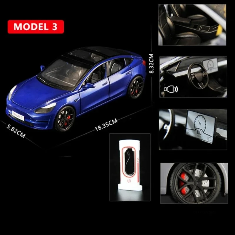 1:24 Scale Model 3 Alloy Car in White 7 1:24 Scale Model 3 Alloy Car in White - Image 7
