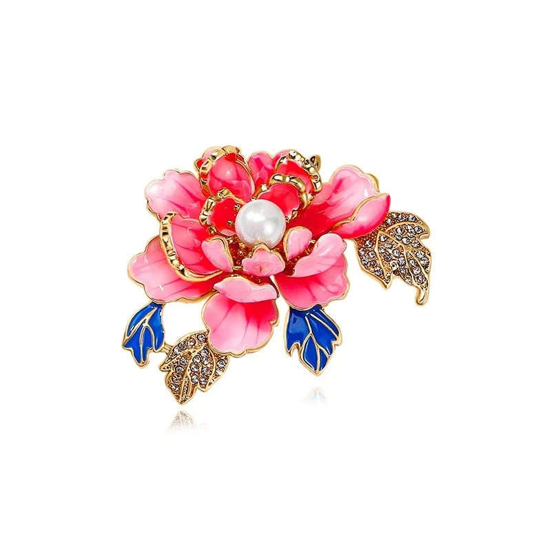 Elegant Enamel Peony Flower Brooch for Women 6 Elegant Enamel Peony Flower Brooch for Women - Image 6