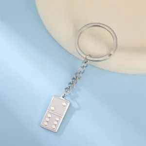 Stainless Steel Domino Keychain in Gold/Silver 9 S8221bc4ce6e74af79a79461776ff1c136