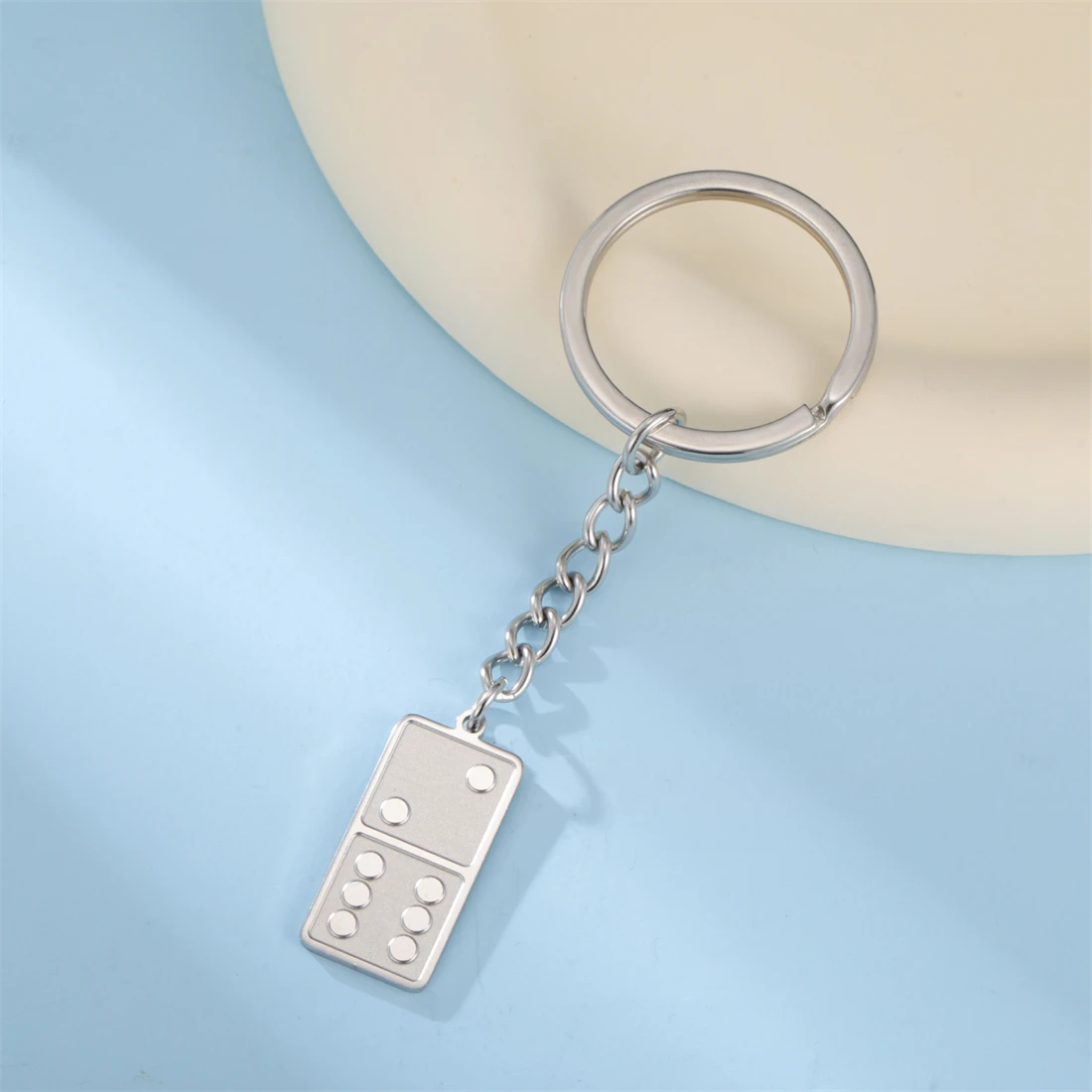 Stainless Steel Domino Keychain in Gold/Silver 3 Stainless Steel Domino Keychain in Gold/Silver - Image 3