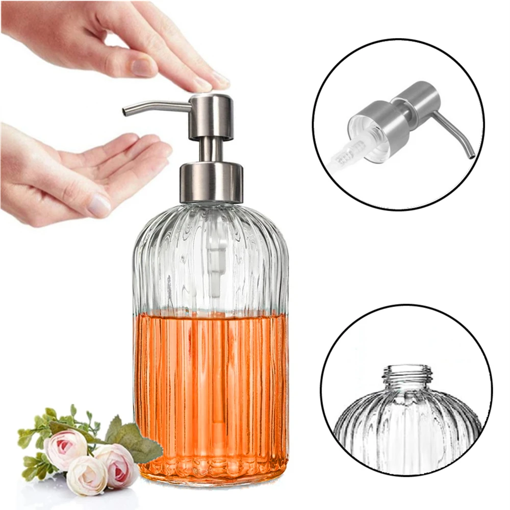 Elegant Glass Soap Dispenser Set with Wooden Tags 3 Elegant Glass Soap Dispenser Set with Wooden Tags - Image 3