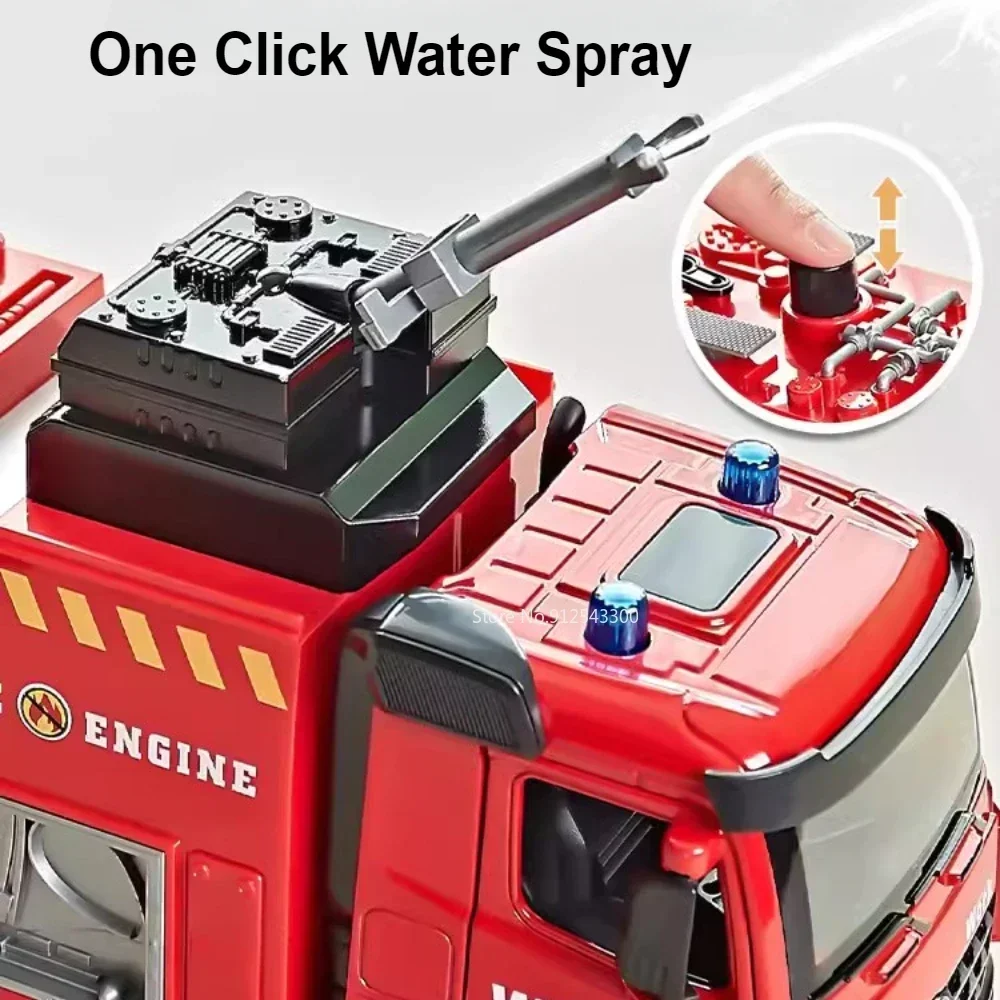 1:18 Scale Fire Truck Model Toy with Lights 3 1:18 Scale Fire Truck Model Toy with Lights - Image 3