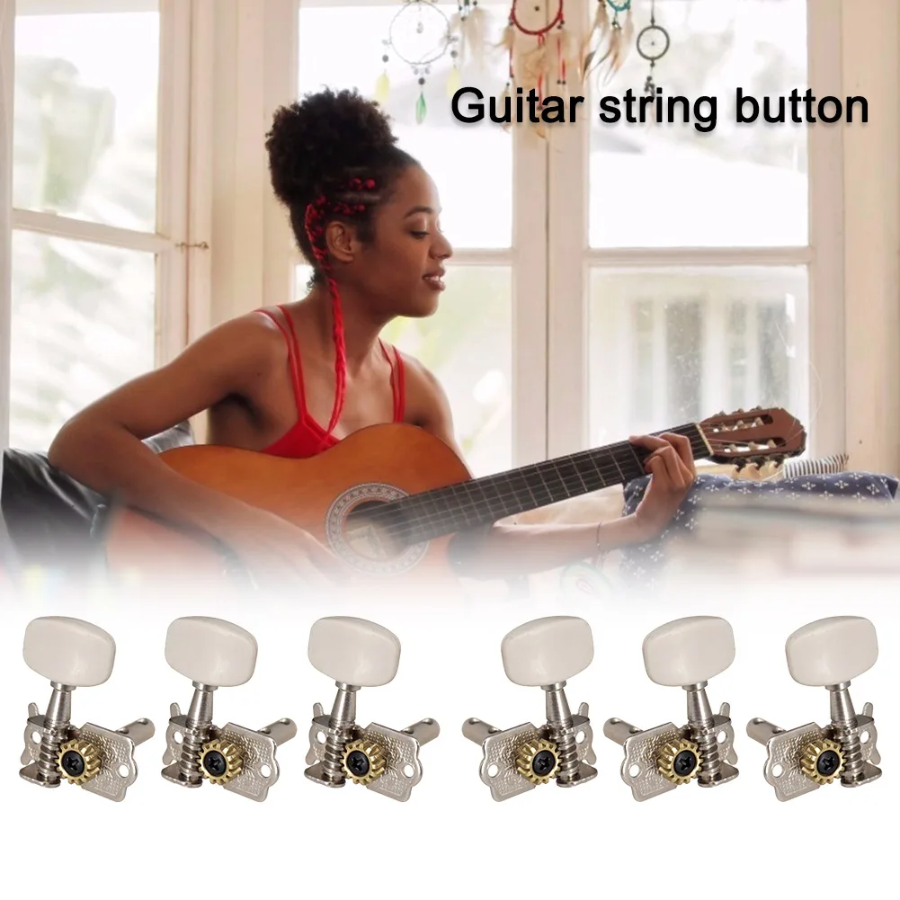 White Metal Guitar Tuning Pegs for Acoustic Guitars 3 White Metal Guitar Tuning Pegs for Acoustic Guitars - Image 3