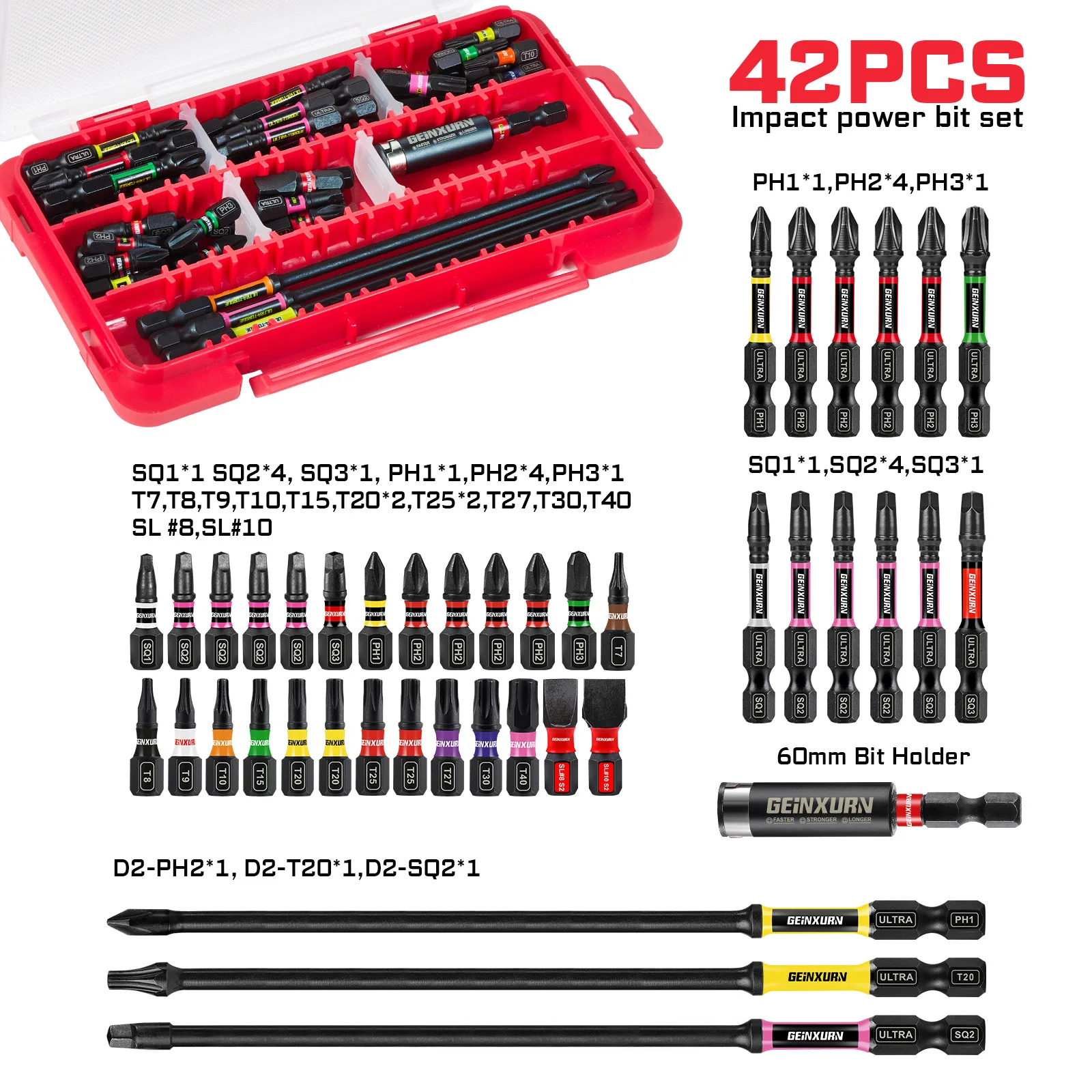 42-Piece Impact Screwdriver Bit Set with Color Coding 7 42-Piece Impact Screwdriver Bit Set with Color Coding - Image 7