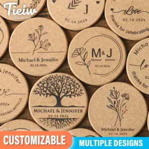 Personalized Eco Cork Coasters Set of 30