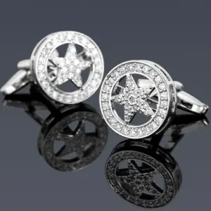 Five-Pointed Star Cufflinks in Alloy with Diamantes 15 S8450f590aeae4124bb01f14f644982cau