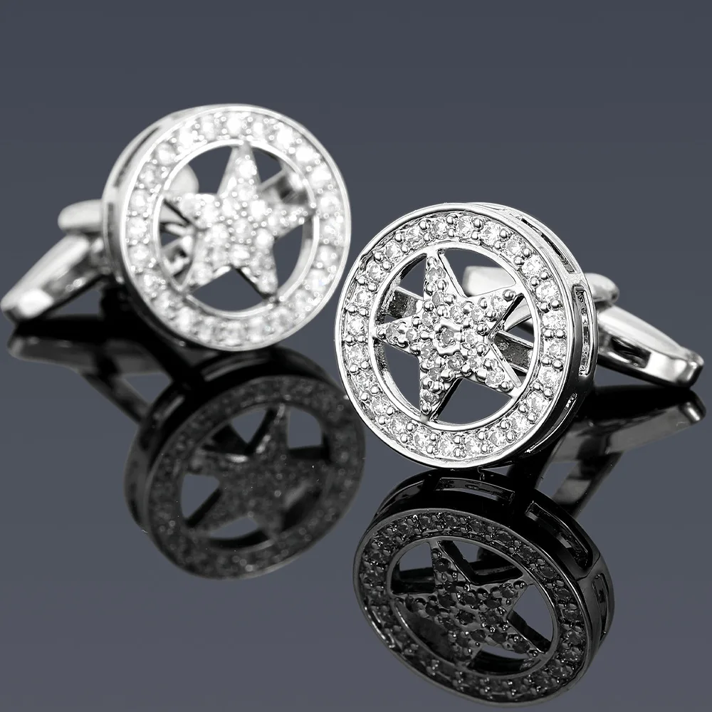 Five-Pointed Star Cufflinks in Alloy with Diamantes 7 Five-Pointed Star Cufflinks in Alloy with Diamantes - Image 7