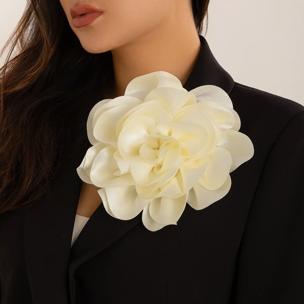Oversized Satin Flower Brooch in Four Colors 5 Oversized Satin Flower Brooch in Four Colors - Image 5