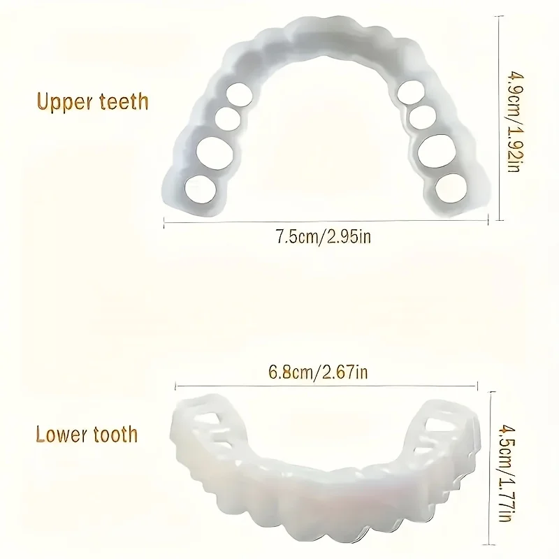 Set of 4 Adjustable White Dentures for Upper and Lower Jaws 2 Set of 4 Adjustable White Dentures for Upper and Lower Jaws - Image 2