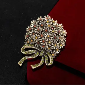 Vintage Floral Brooch with Gem Accents 8 S849d8020697548c58c3df121ca7f3464z