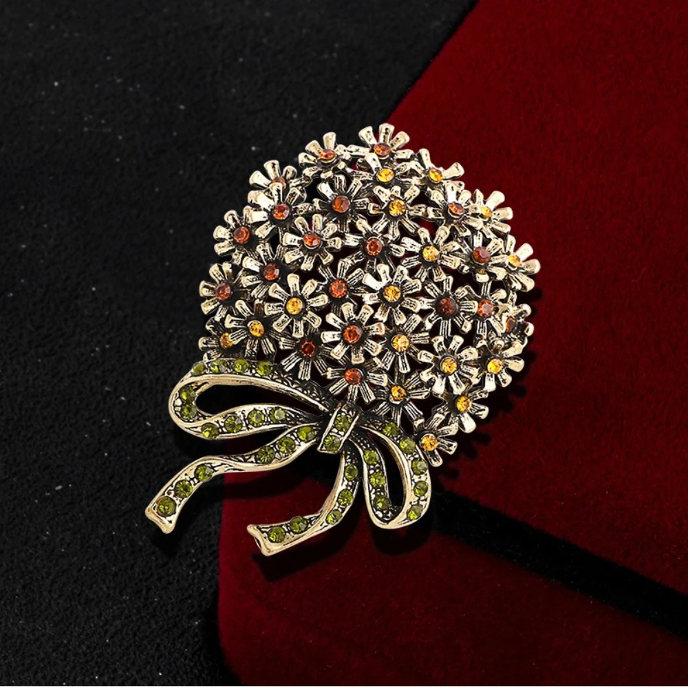 Vintage Floral Brooch with Gem Accents 3 Vintage Floral Brooch with Gem Accents - Image 3