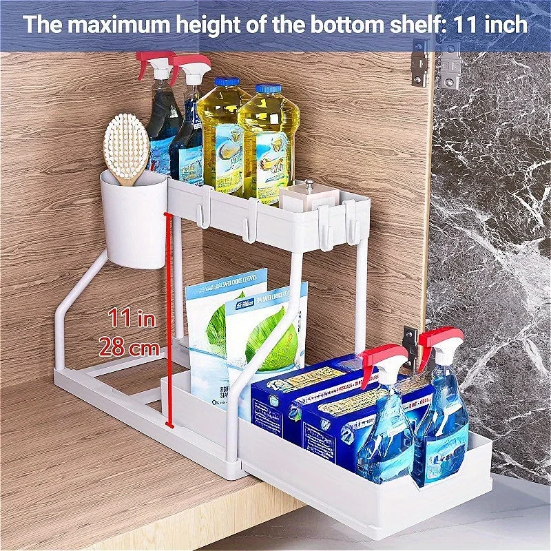 Black Multi-Layer Kitchen and Bathroom Storage Rack 3 Black Multi-Layer Kitchen and Bathroom Storage Rack - Image 3