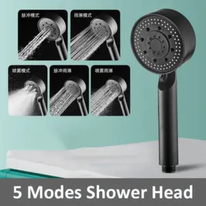 Black High-Pressure Shower Head with 5 Modes 18 S8536806f0fa94610af4d2a1d62664a09S