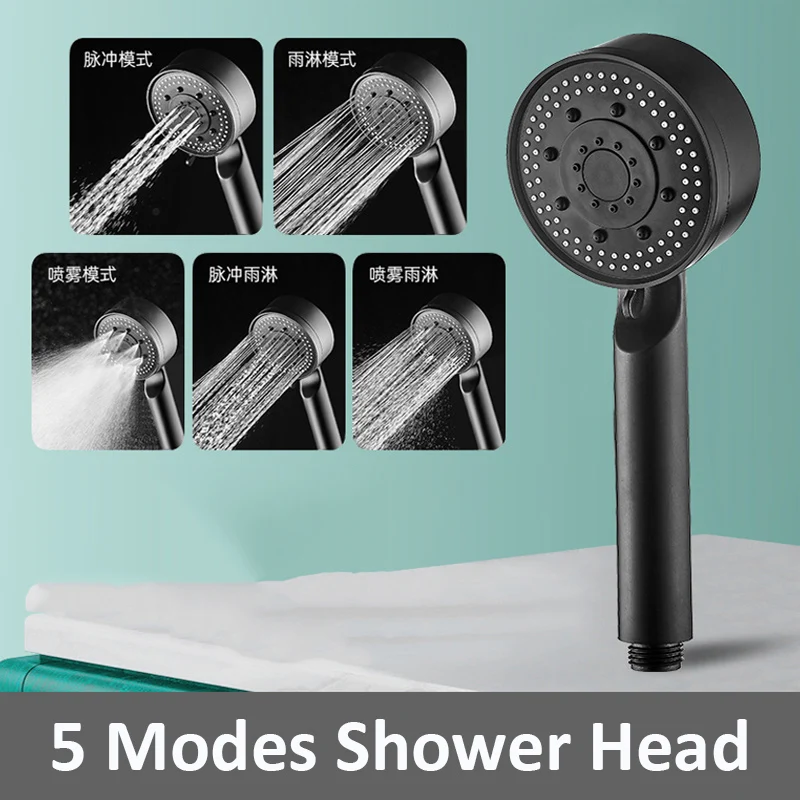 Black High-Pressure Shower Head with 5 Modes 9 Black High-Pressure Shower Head with 5 Modes - Image 9
