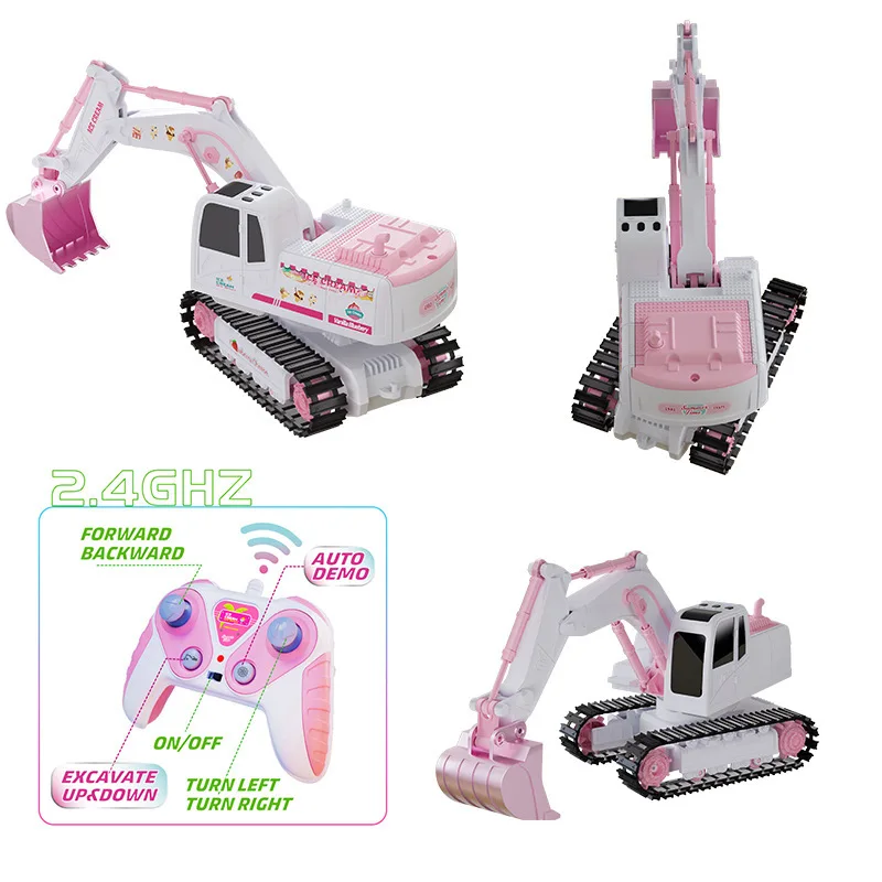 Pink RC Excavator for Kids 1/24 Scale 4 Pink RC Excavator for Kids 1/24 Scale - Image 4