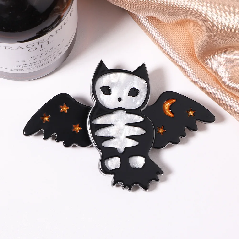 Dark Skeleton Owl Brooch for Gothic Style 3 Dark Skeleton Owl Brooch for Gothic Style - Image 3