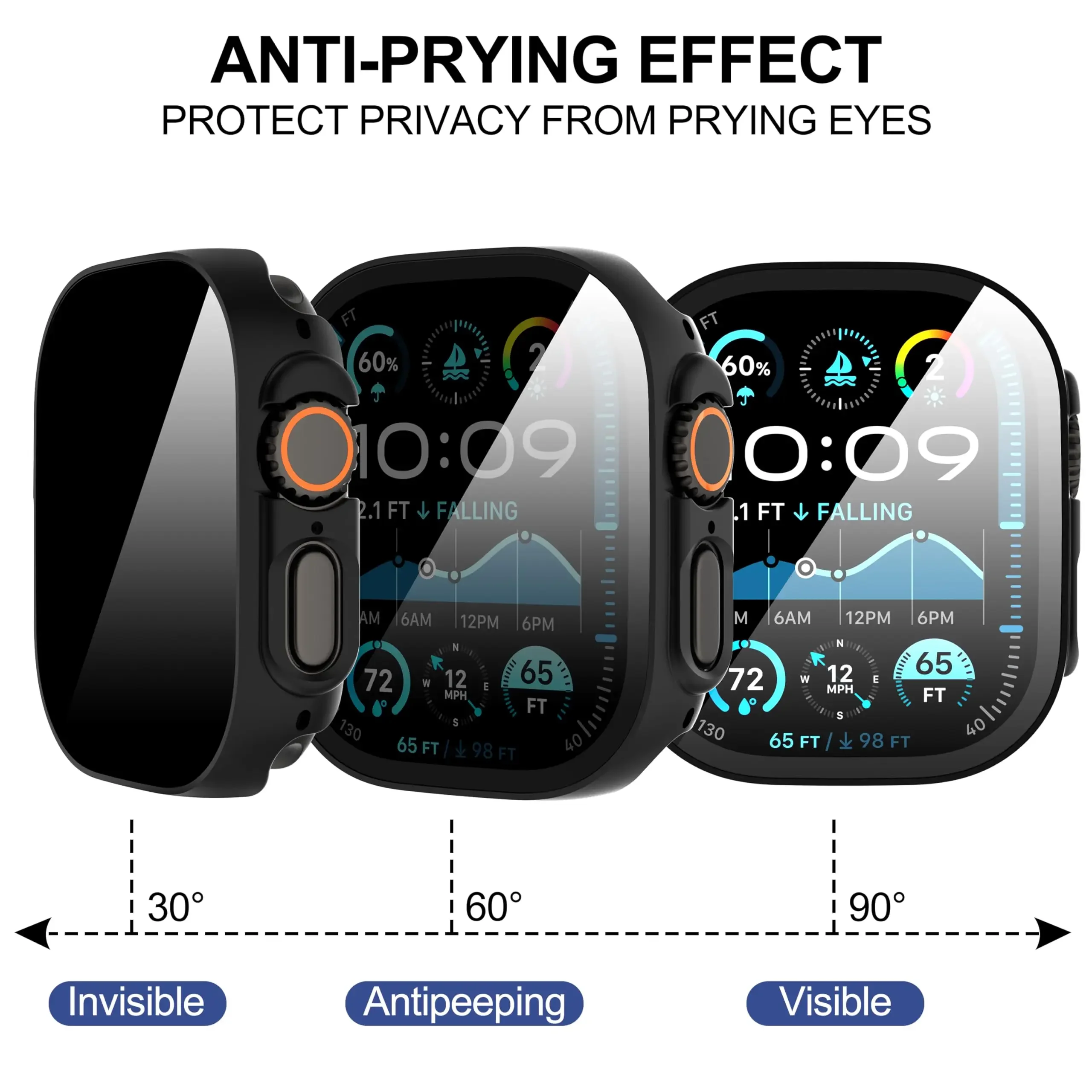 Apple Watch Ultra 2 49mm Privacy Case with Tempered Glass 5 Apple Watch Ultra 2 49mm Privacy Case with Tempered Glass - Image 5