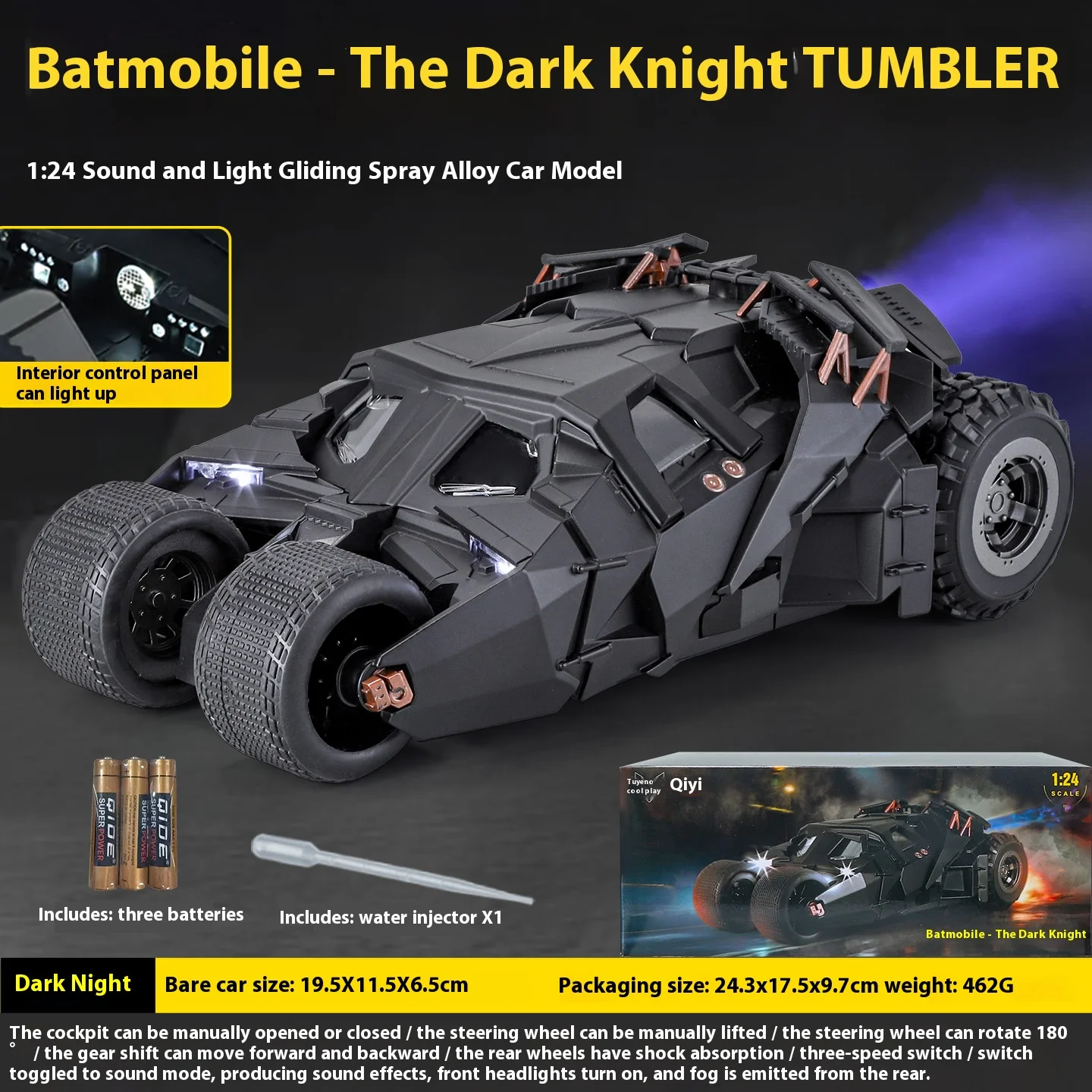 Dark Knight Batmobile 1:24 Alloy Model 7 Dark Knight Batmobile 1:24 Alloy Model - Image 7