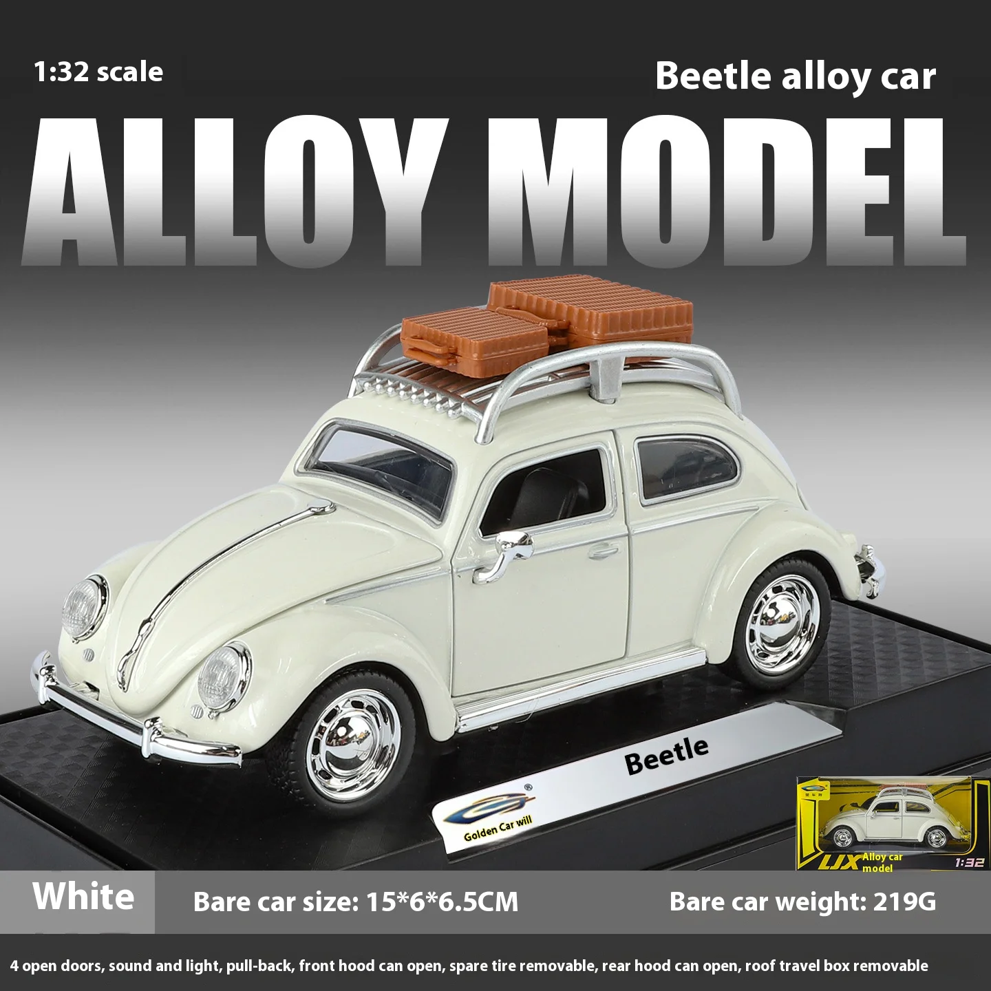 1:32 Scale Vintage Volkswagen Beetle Model 7 1:32 Scale Vintage Volkswagen Beetle Model - Image 7