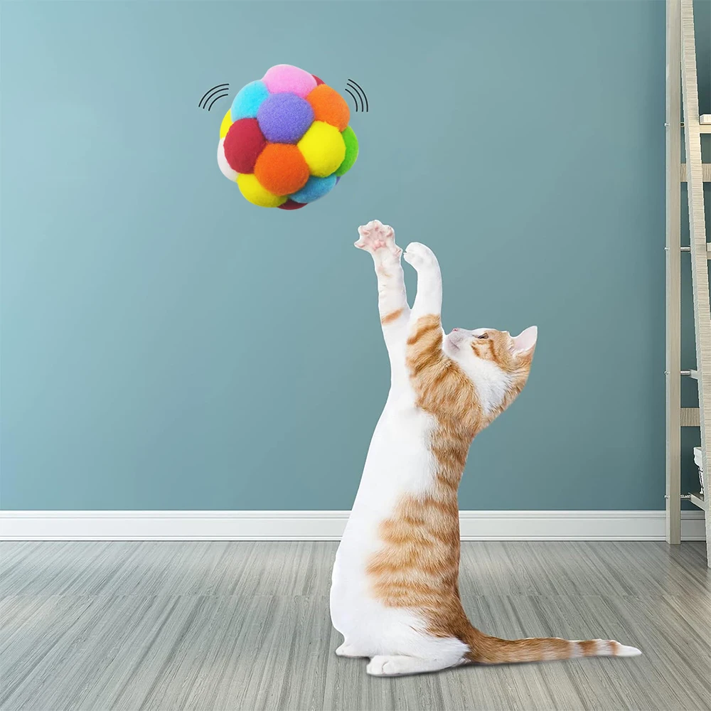 Colorful Cat Plush Balls for Playtime 4 Colorful Cat Plush Balls for Playtime - Image 4
