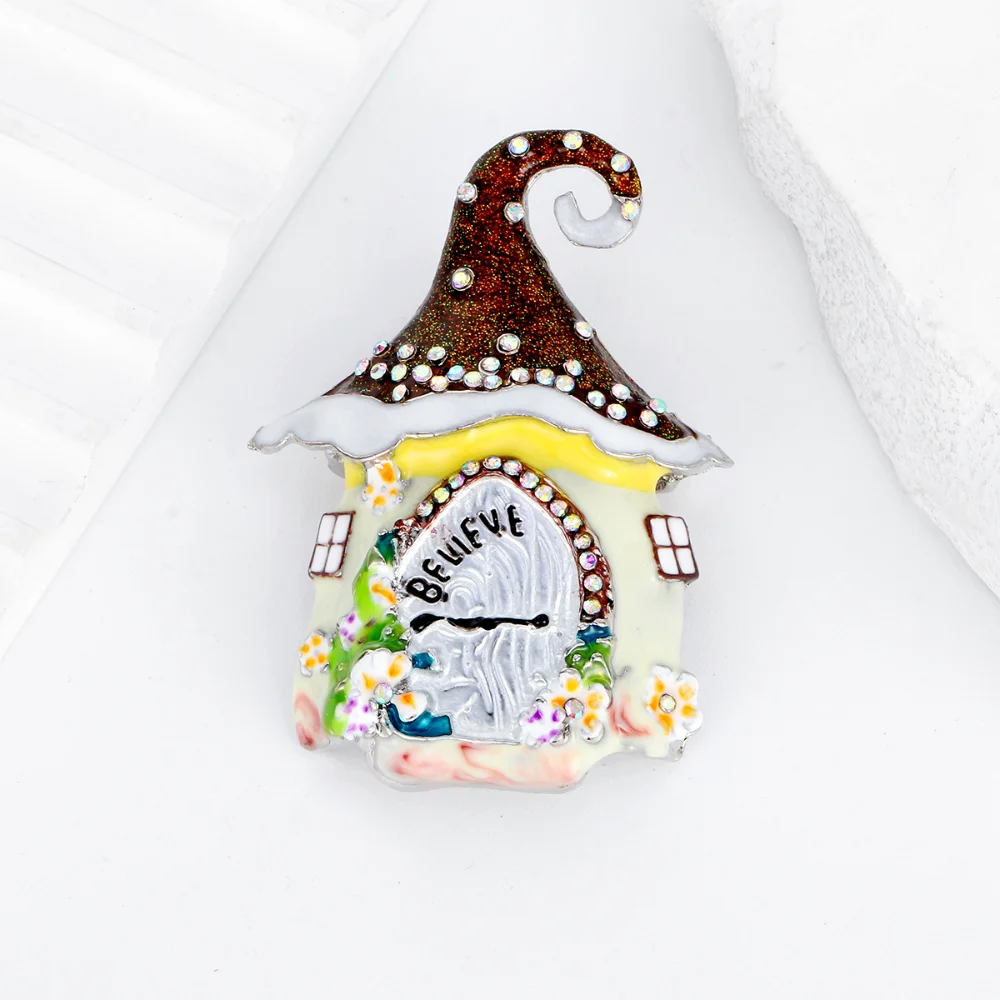 Festive Christmas House Brooch with Rhinestones 5 Festive Christmas House Brooch with Rhinestones - Image 5