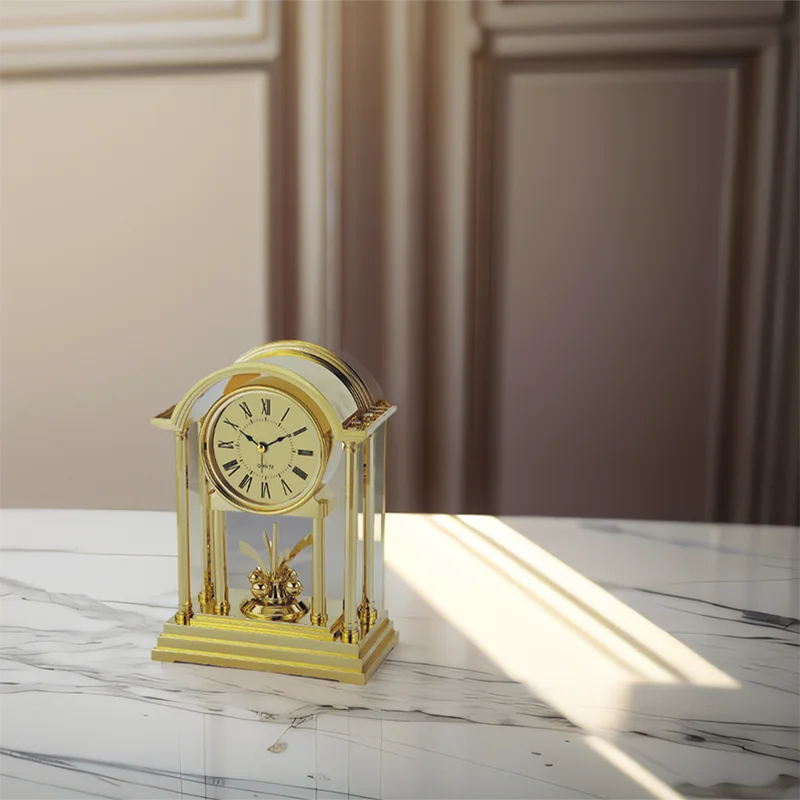 Vintage Gold-Inspired Table Clock for Desks 3 Vintage Gold-Inspired Table Clock for Desks - Image 3