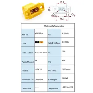 High-Current XT60BE-M Socket for Drones 15 S87a30df62e474a569b3c90085598a30aG