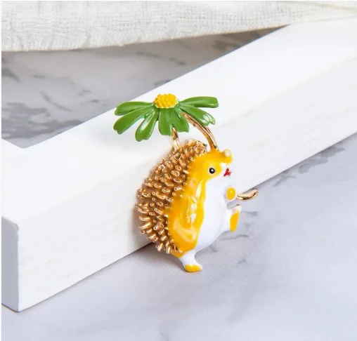 Whimsical Chamomile Hedgehog Brooch 1 Whimsical Chamomile Hedgehog Brooch