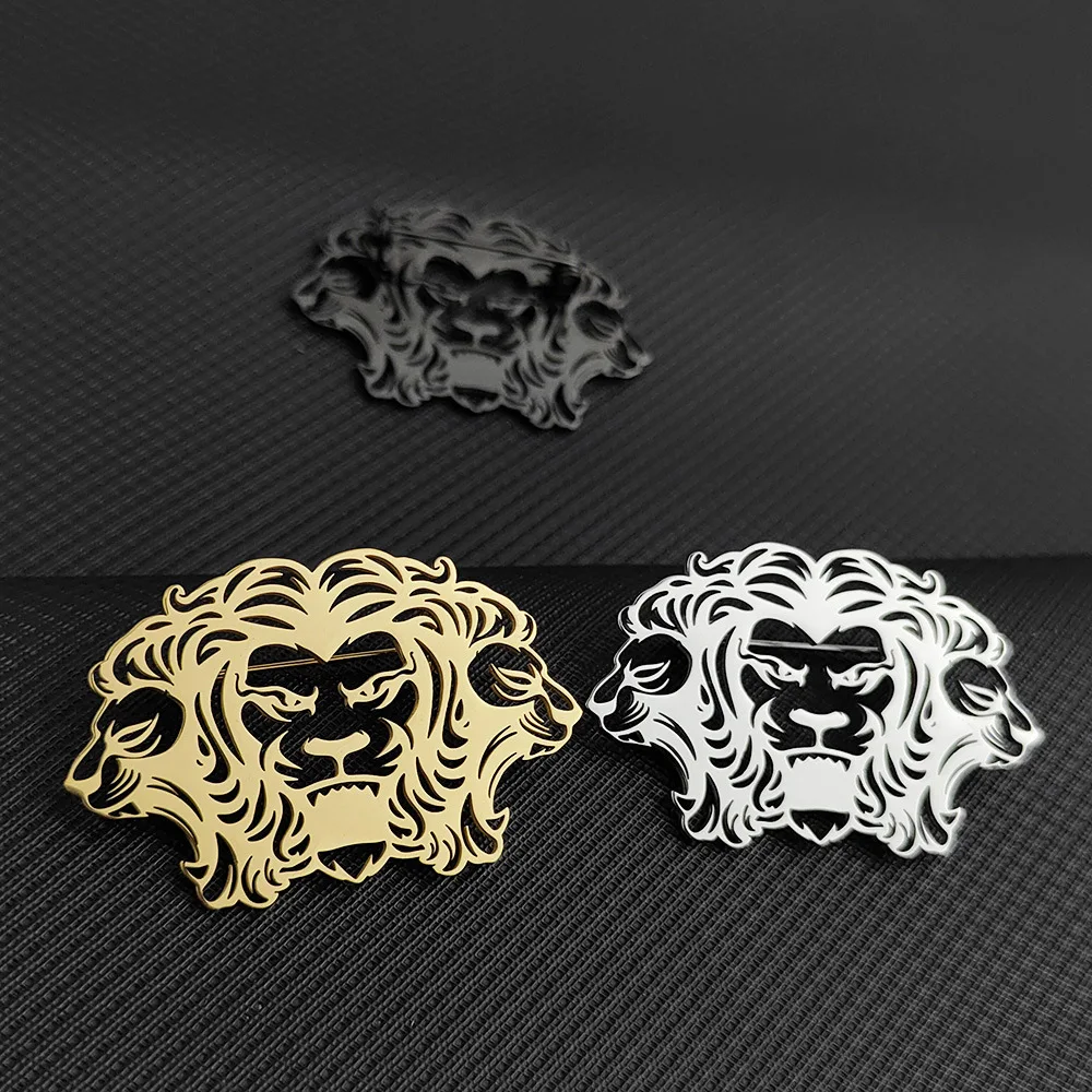 Three-Headed Lion Brooch in Alloy 3 Three-Headed Lion Brooch in Alloy - Image 3