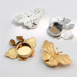 Vintage Embossed Butterfly Brooch Button Cover