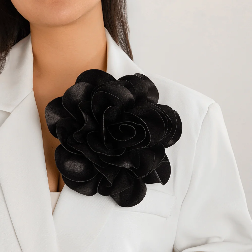 Oversized Satin Flower Brooch in Four Colors 4 Oversized Satin Flower Brooch in Four Colors - Image 4