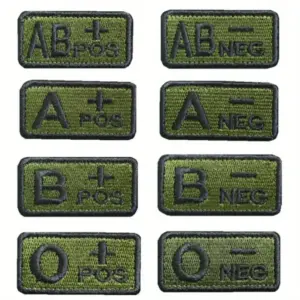 Embroidered Blood Type Patches Set of 8